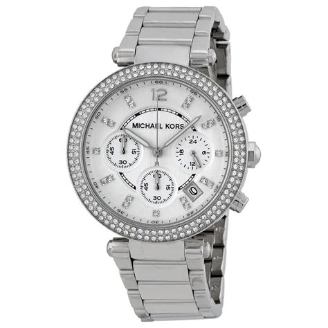 michael kors mk5353 parker swarovski silver designer watch|Michael Kors parker chronograph watch.